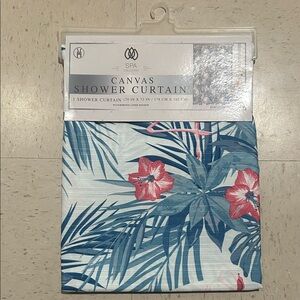 New Floral/FlamingoCanvas Shower Curtain